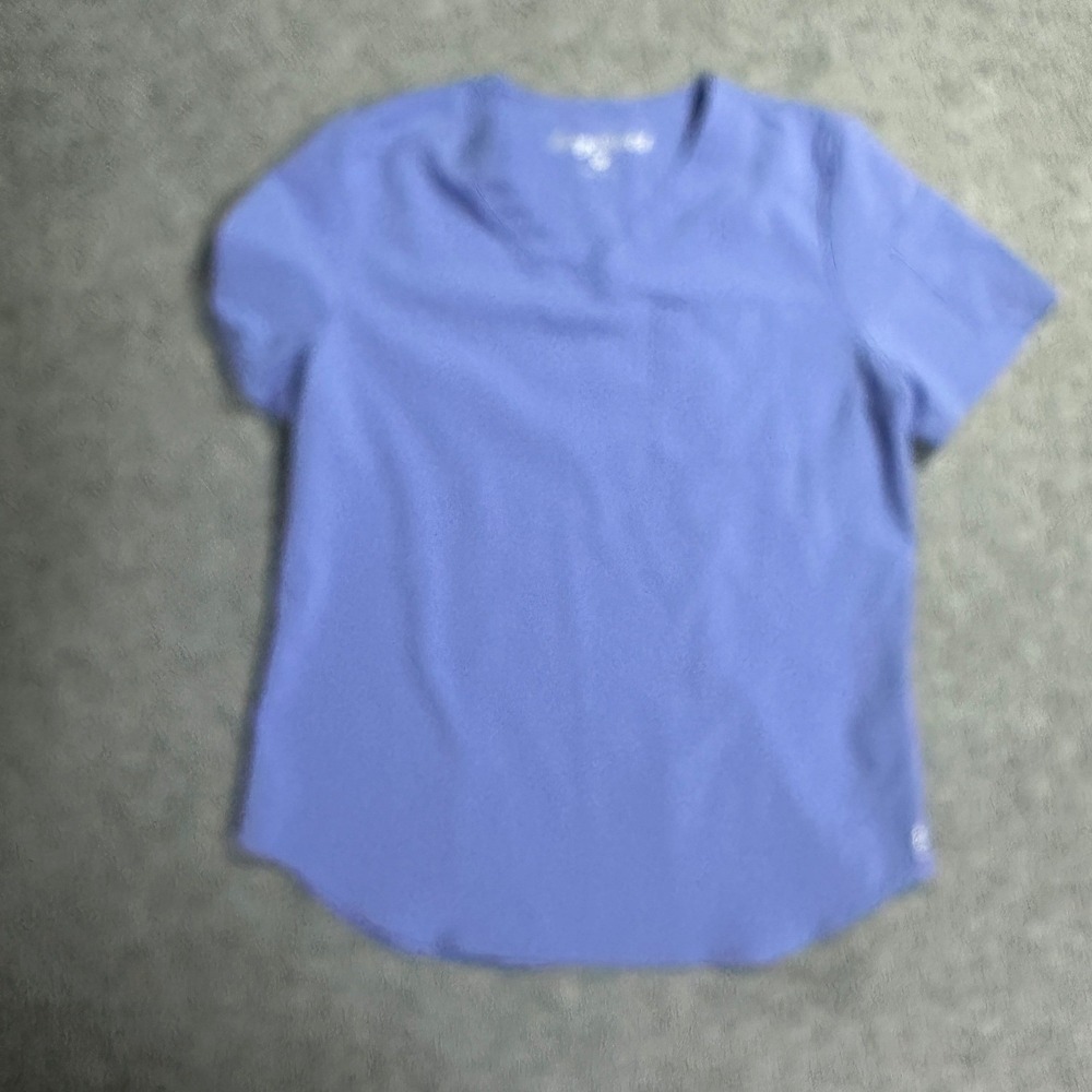 Easy Stretch V-Neck Scrub Top Small Purple Performance Fabric Pocket